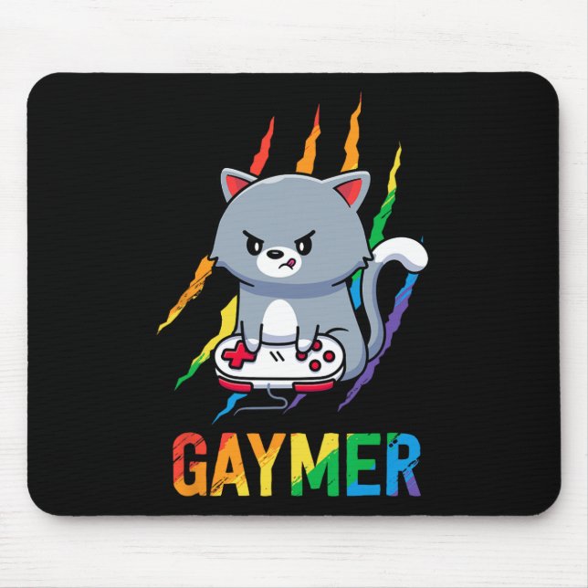 Mousepad Camisa Orgulho Gato Lgbt Arco-íris Presente Amante (Frente)
