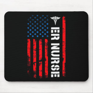 Mousepad Camisa Patriótica de Enfermeira do ER Bandeira Ame