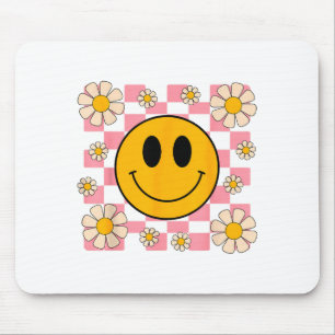 Mousepad Camisa Retro Feliz Face Xadrez Padrão Sorriso