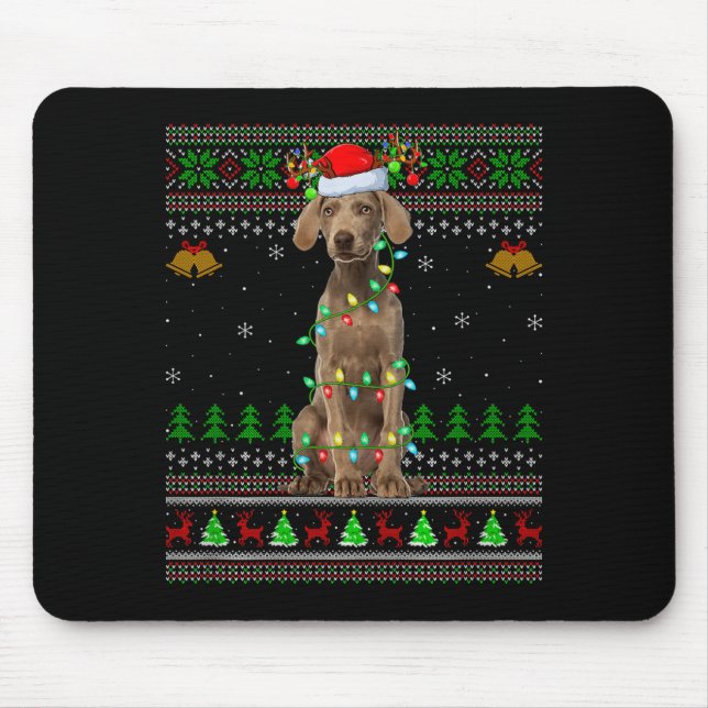 Mousepad Camisas de Natal Feias de Cachorro Weimaraner Féri (Frente)