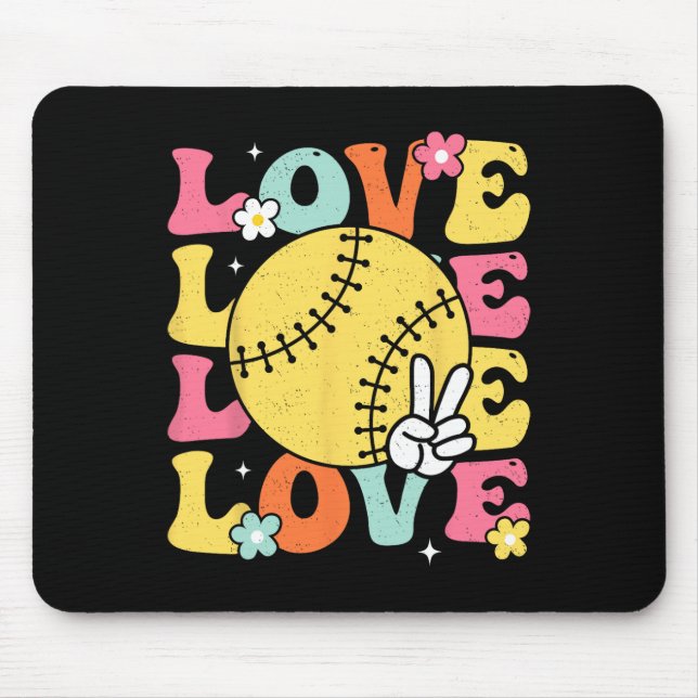 Mousepad Camisas de Softbol Amor Fofo para Mulheres Mãe T (Frente)
