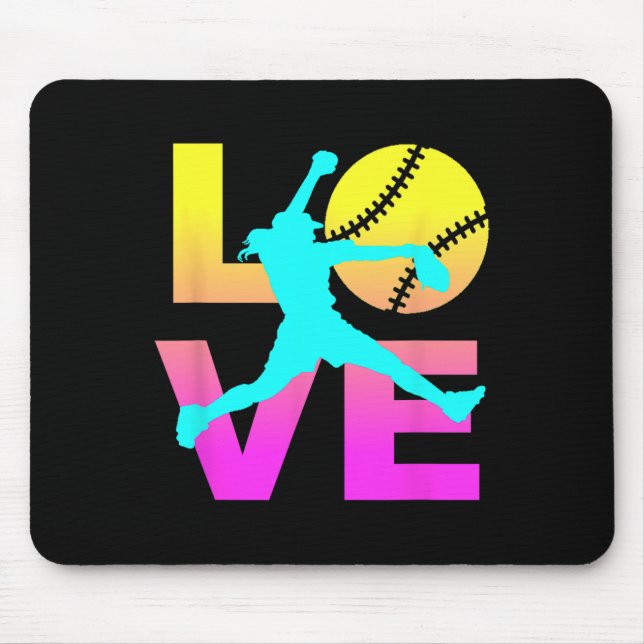 Mousepad Camisas de Softbol para Meninas Apaixonadas  (Frente)