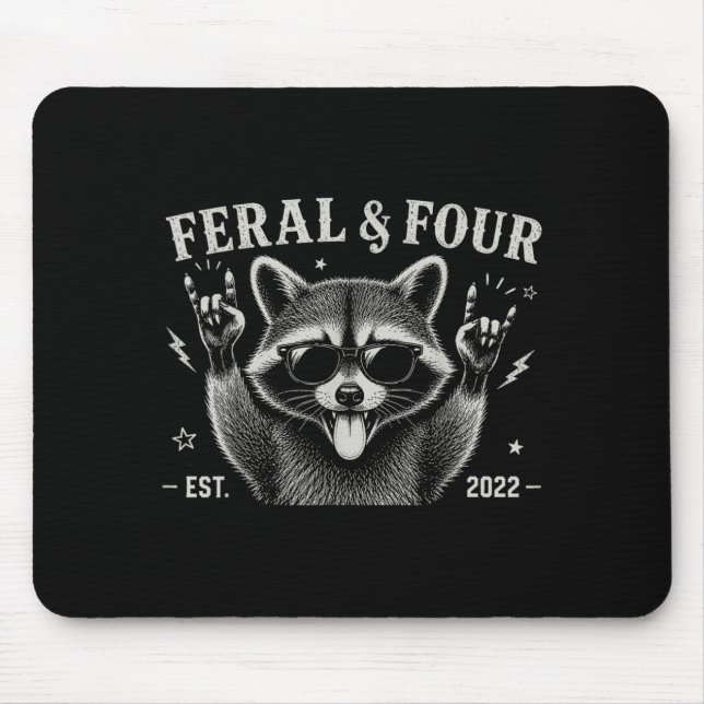 Mousepad Camisas engraçadas de 4º aniversário de Feral e Qu (Frente)