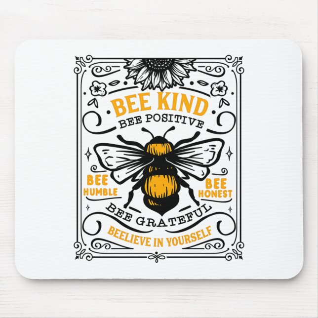 Mousepad Camiseta Bee Kind Bee Positive  (Frente)