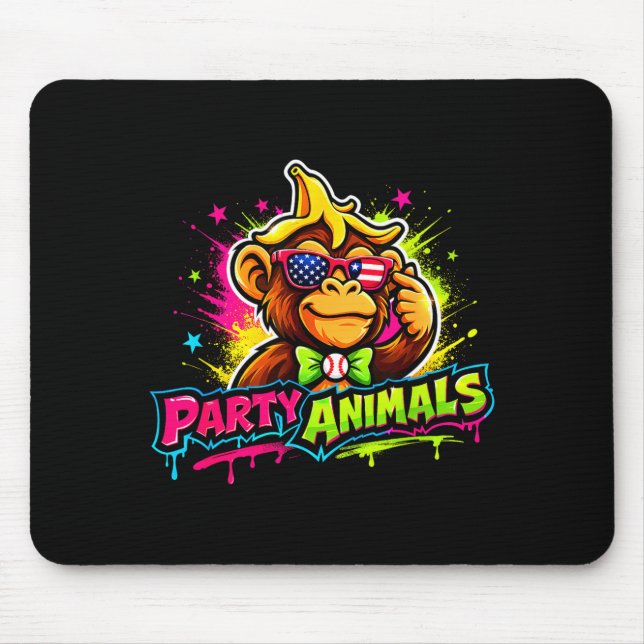 Mousepad Camiseta de beisebol de animais de festa  (Frente)