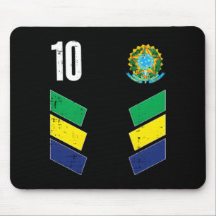 Mousepad Camiseta de Fã de Futebol Número 10 Bandeira do Br