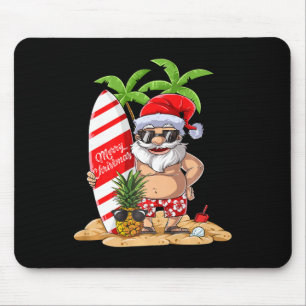 Mousepad Camiseta de Surf Havaiano de Papai Noel Natal Verã