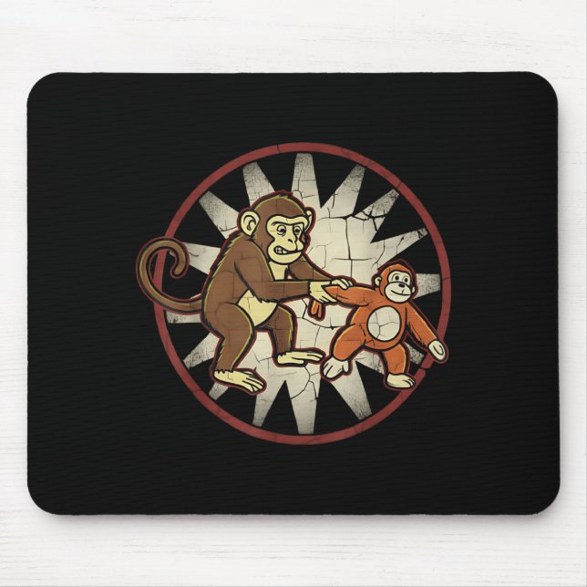 Mousepad Camiseta do soco de macaco fofo  (Frente)