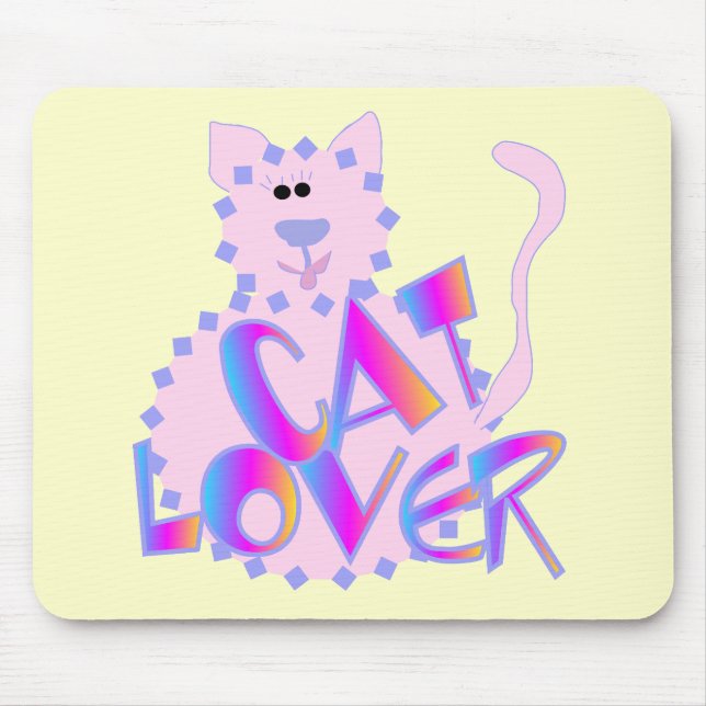 Mousepad Camiseta e presentes cor-de-rosa do amante do gato (Frente)