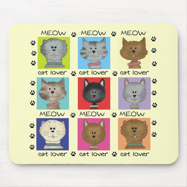 Mousepad Camiseta e presentes do amante do gato do Meow (Frente)