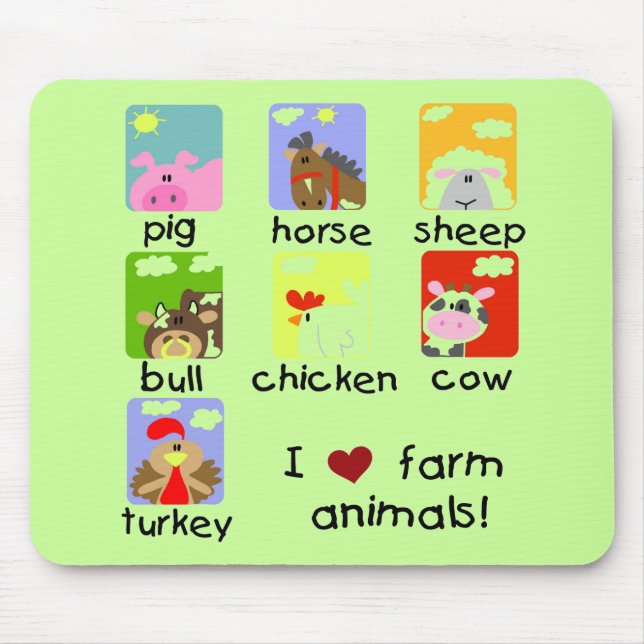 Mousepad Camiseta e presentes dos animais de fazenda (Frente)