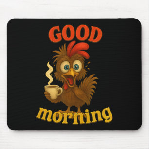 Mousepad Camiseta Engraçada de Frango e Café, Humor de Bom 