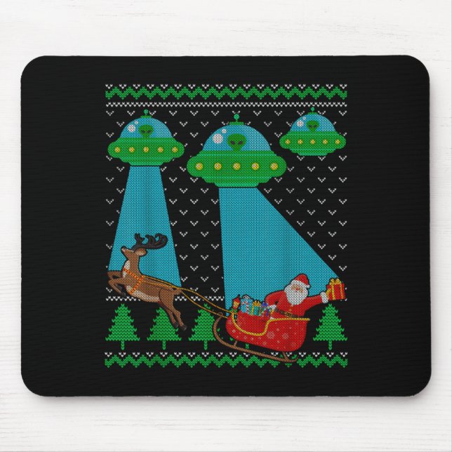 Mousepad Camiseta engraçada de Natal feia de Papai Noel sle (Frente)