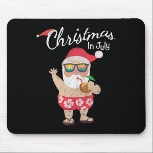 Mousepad Camiseta Natal Em Julho Funny Santa Verão Praia Fé