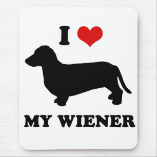 Mousepad CAMISETAS do CÃO do WIENER - "eu amo meu wiener "
