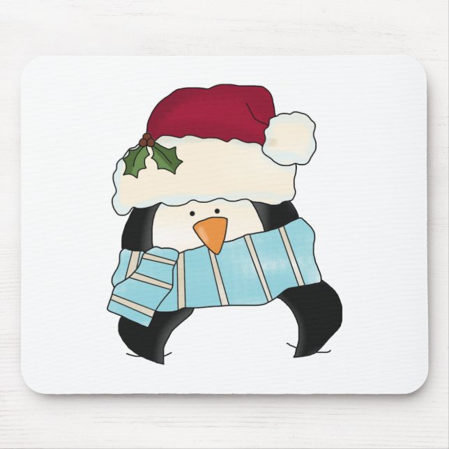 Mousepad Camisetas e presentes de pinguim de Natal (Frente)
