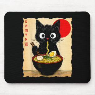 Mousepad Camisetas Gráficas de Gato Divertido Japonês Ramen