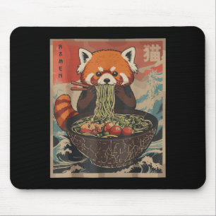 Mousepad Camisetas Gráficas Japonesas Ramen Panda Vermelho 