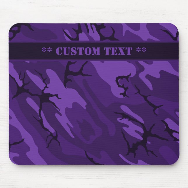 Mousepad Camo Roxo Escuro com Título Personalizado (Frente)