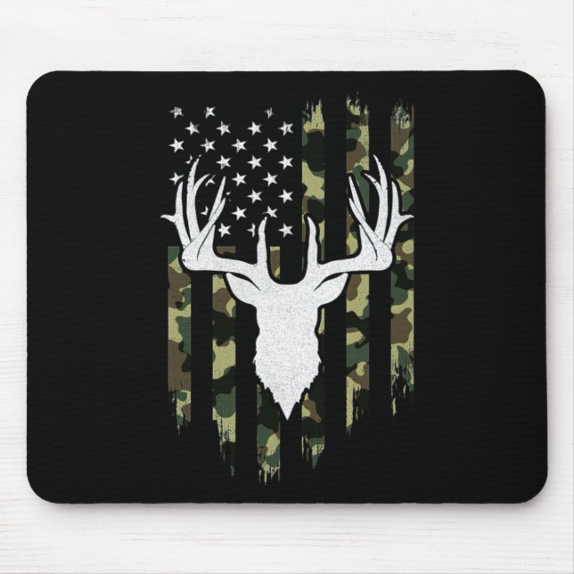 Mousepad Camouflage American Flag Deer Hunting (Frente)