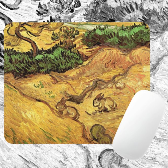 Mousepad Campo com dois coelhos por Vincent van Gogh (Criador carregado)