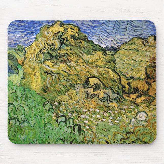 Mousepad Campo com Montes de Trigo por Vincent van Gogh (Frente)