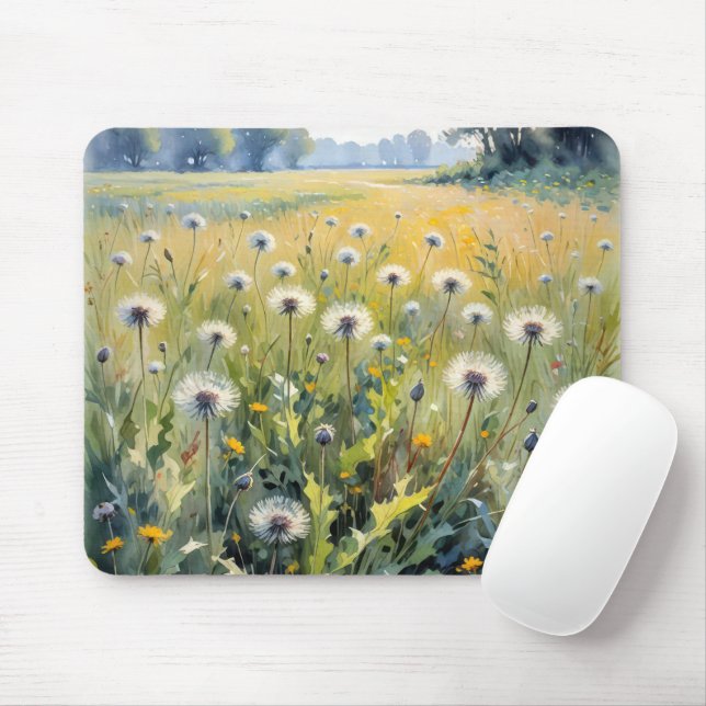 Mousepad Campo Dandelion de Aquarela (Com mouse)