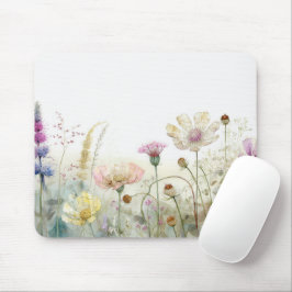 Mousepad Campo de aquarelas das flores silvestres