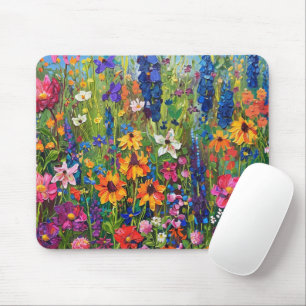 Mousepad Campo de flor selvagem Pintura acrílica