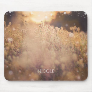 Mousepad Campo de Flores Rústico País Pôr do Sol Crepúsculo