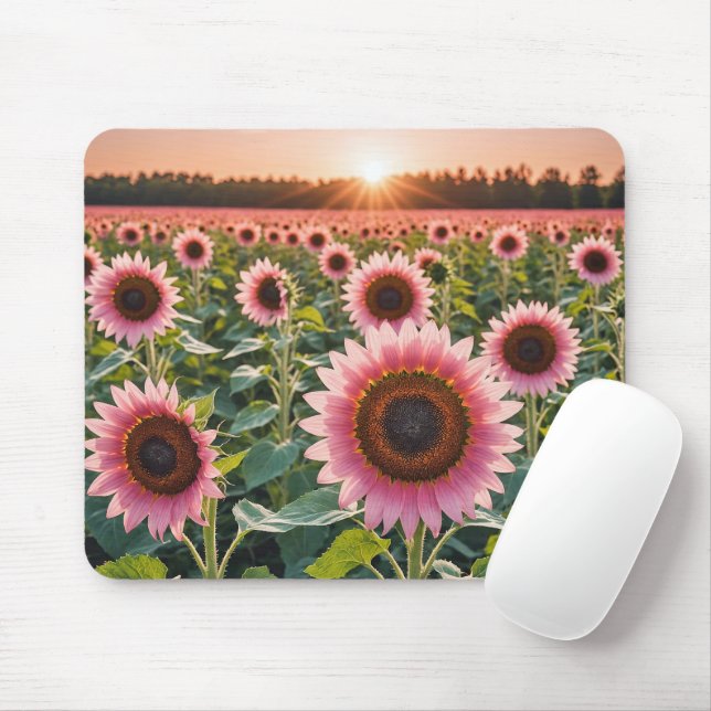 Mousepad Campo de girassol rosa (Com mouse)