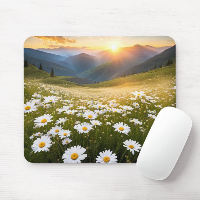 Mousepad Campo de margarida das montanhas (Com mouse)