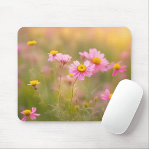 Mousepad Campo de margarida rosa silvestre