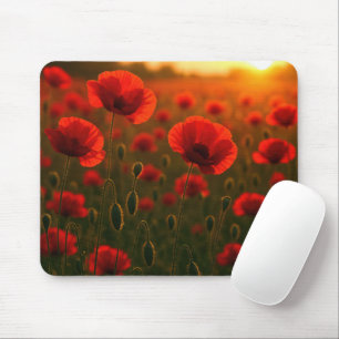 Mousepad Campo de Papoulas Vermelhas ao Nascer do Sol