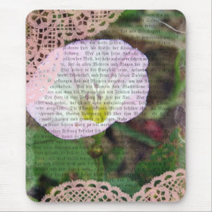 Mousepad Campo de trepadeira rosa e branca