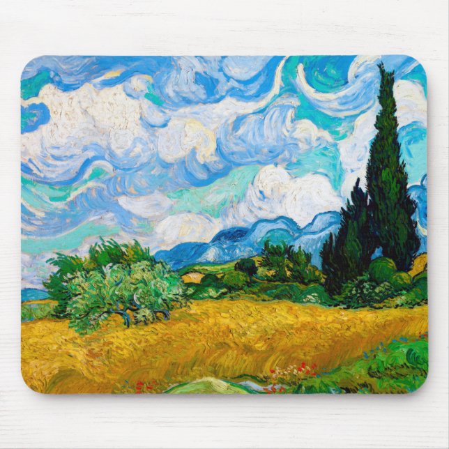 Mousepad Campo de trigo com ciprestes, Van Gogh (Frente)
