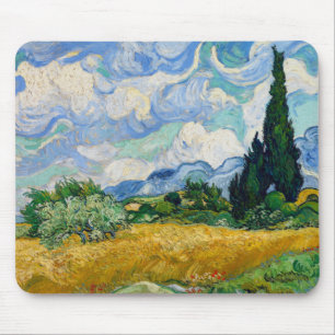 Mousepad Campo de trigo de Van Gogh com ciprestes