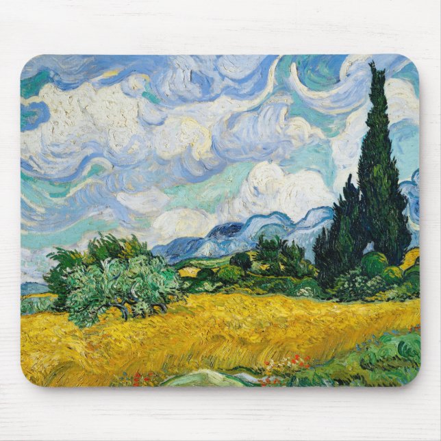 Mousepad Campo de trigo Van Gogh com ciprestes. Impressioni (Frente)