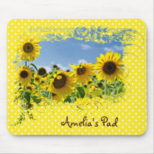 Mousepad Campo e Bolinhas de girassol