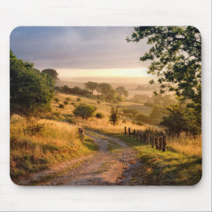Mousepad Campo inglês da luz do sol do alvorecer