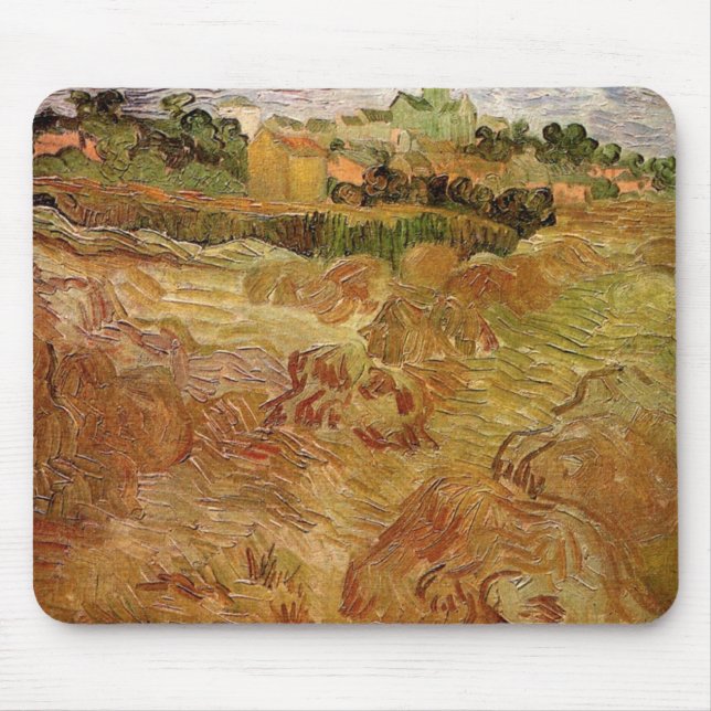 Mousepad Campos de Trigo com Auvers de Vincent van Gogh (Frente)