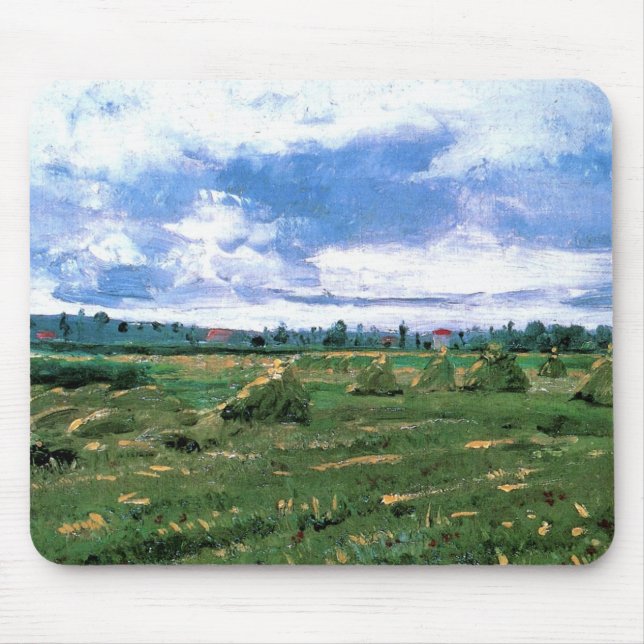 Mousepad Campos de Trigo com Medas de Feno por Vincent van  (Frente)