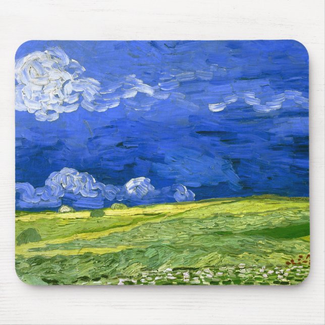 Mousepad Campos De Trigo Sob Arte Bela Nublada Sky Van Gogh (Frente)