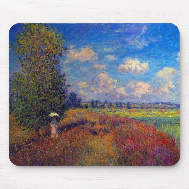 Mousepad Campos impressionista da papoila da arte do verão (Frente)