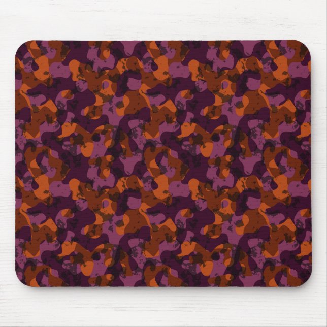 Mousepad camuflagem abstrata grená e laranja (Frente)