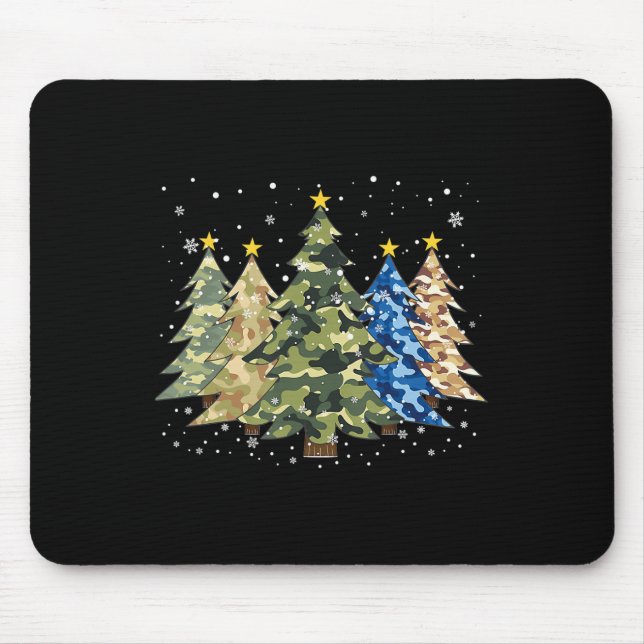 Mousepad Camuflagem Árvores de Natal Camo Xmas Família M (Frente)