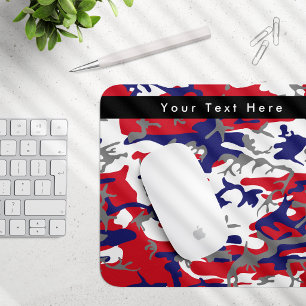 Mousepad Camuflagem, Azul Branco Vermelho Cinza, Militar, E