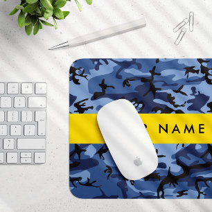 Mousepad Camuflagem Azul Marinho Personalize seu nome