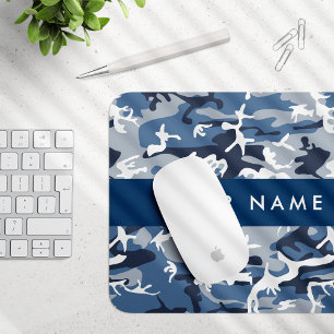Mousepad Camuflagem Azul Neve de Inverno Personalize seu no