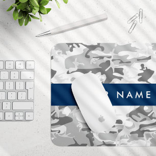 Mousepad Camuflagem Cinza Neve de Inverno Personalize seu n